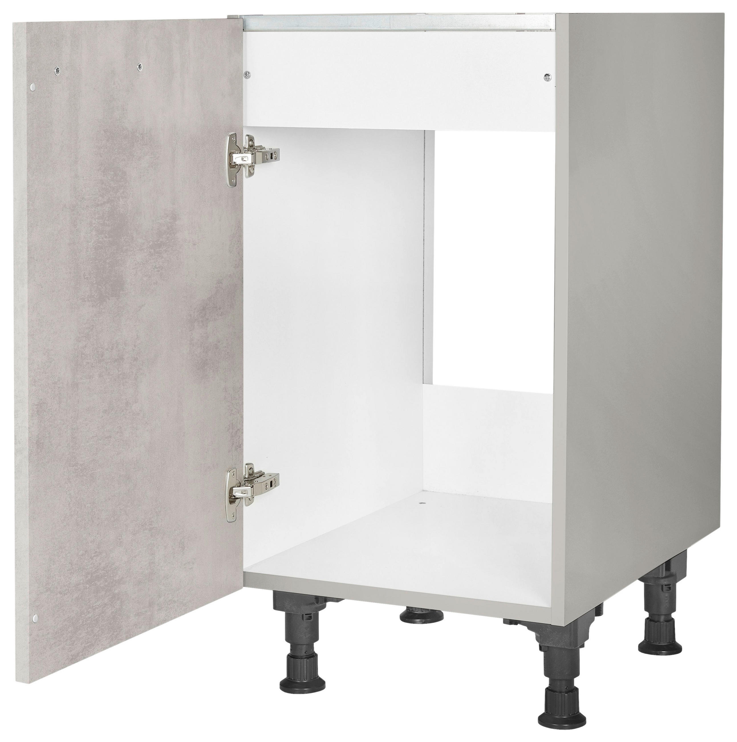 SPÜLENUNTERSCHRANK 45/87/56 cm in Hellgrau - Edelstahlfarben/Hellgrau, MODERN, Holzwerkstoff/Metall (45/87/56cm) - Nobilia