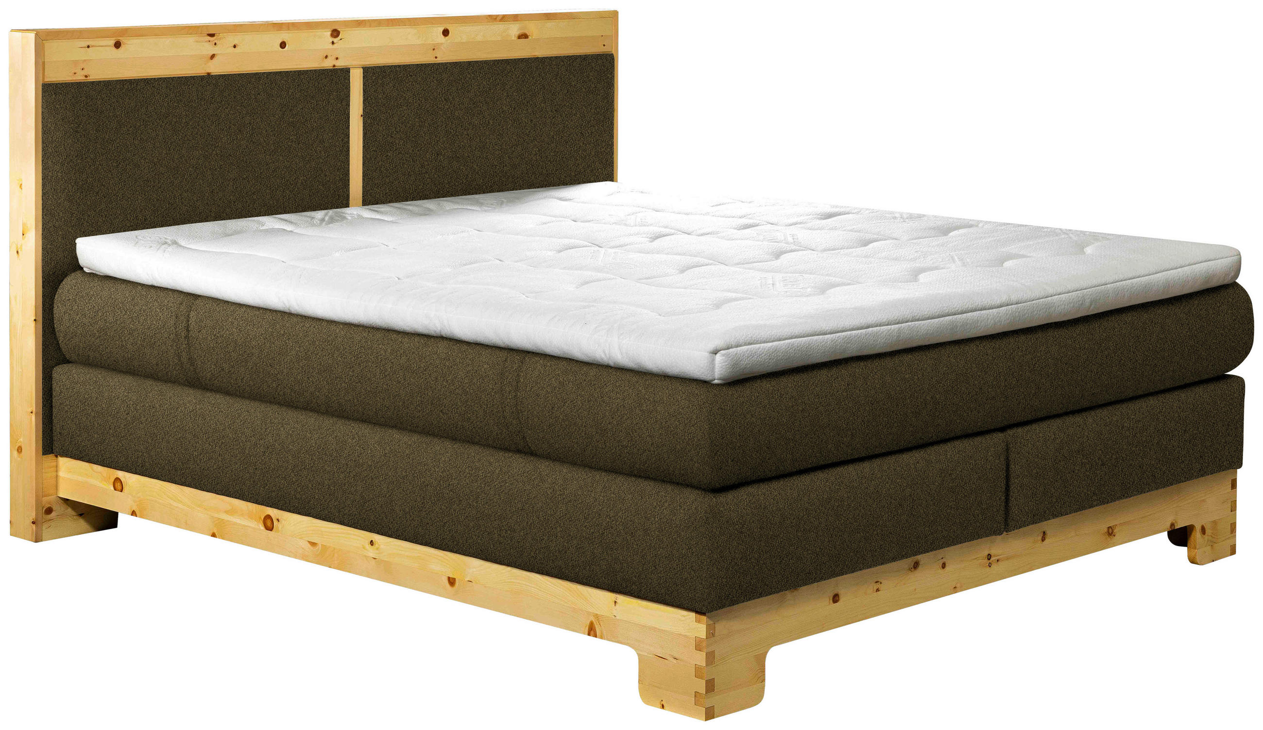 BOXSPRINGBETT 180/200 cm  in Dunkelgrün  - Dunkelgrün, Natur, Holz/Textil (180/200cm) - Linea Natura