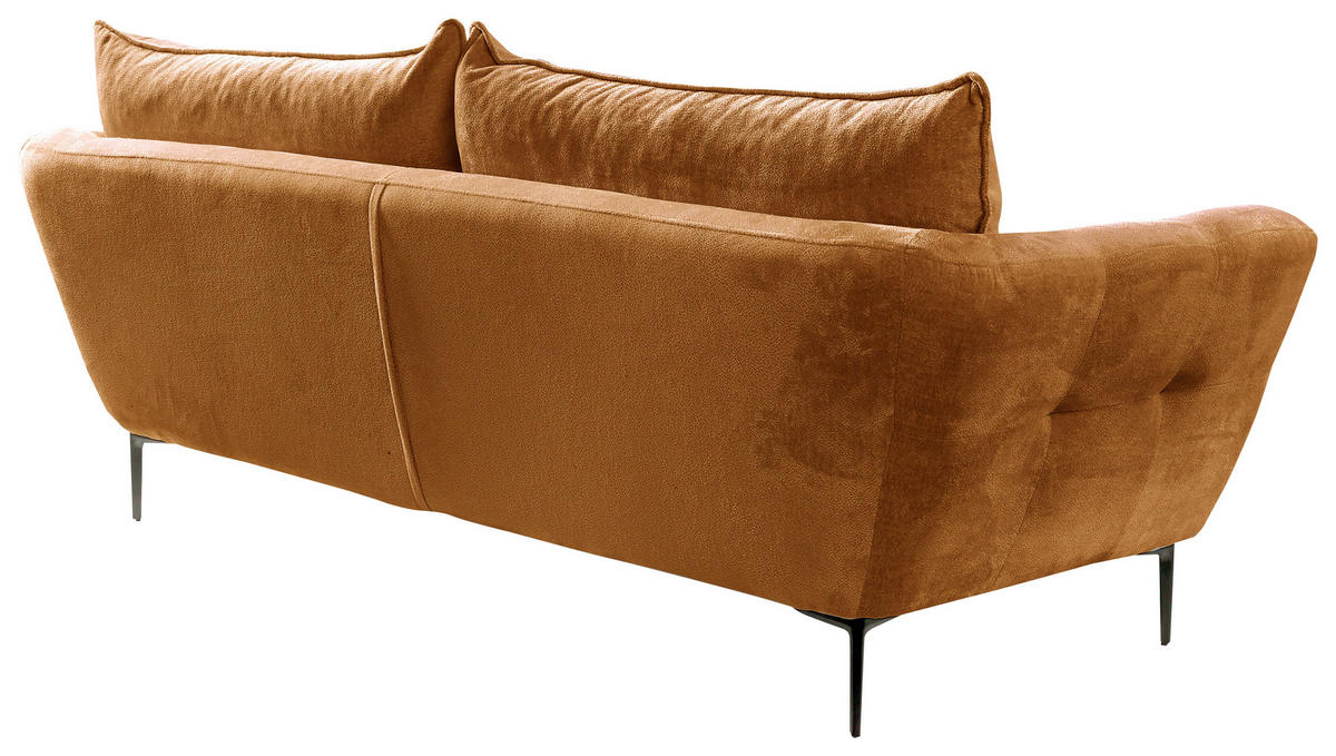 SOFA in Velours Rostfarben  - Rostfarben/Schwarz, Design, Textil/Metall (225/86/95cm) - MID.YOU