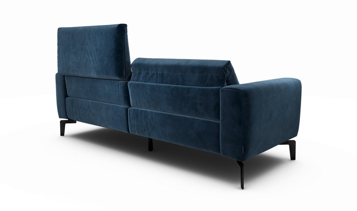 2,5-SITZER Samt Dunkelblau  - Schwarz/Dunkelblau, Design, Textil/Metall (220/86/86-94cm) - SENSOO