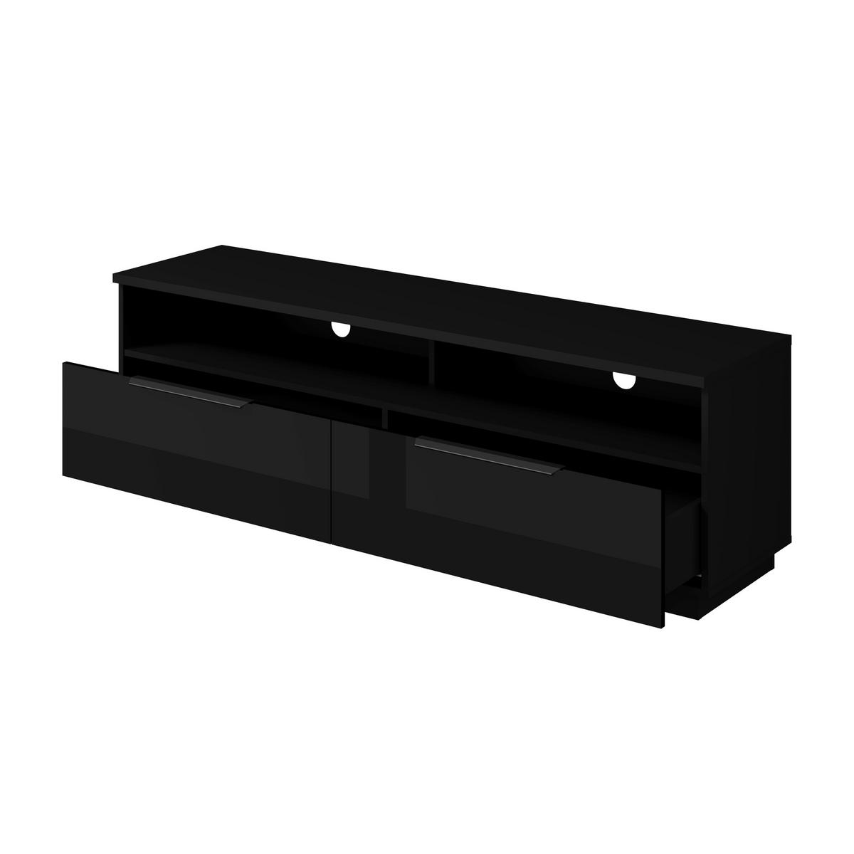 LOWBOARD Tuluza 159,9/50,6/40,5 cm 2 Schublade(n) stehend  - Schwarz Hochglanz/Schwarz, Design, Holzwerkstoff/Metall (159,9/50,6/40,5cm) - MID.YOU