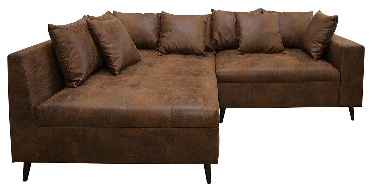 KUTNA GARNITURA tekstil  smeđa   - crna/smeđa, Design, tekstil/drvo (174/247cm) - MID.YOU