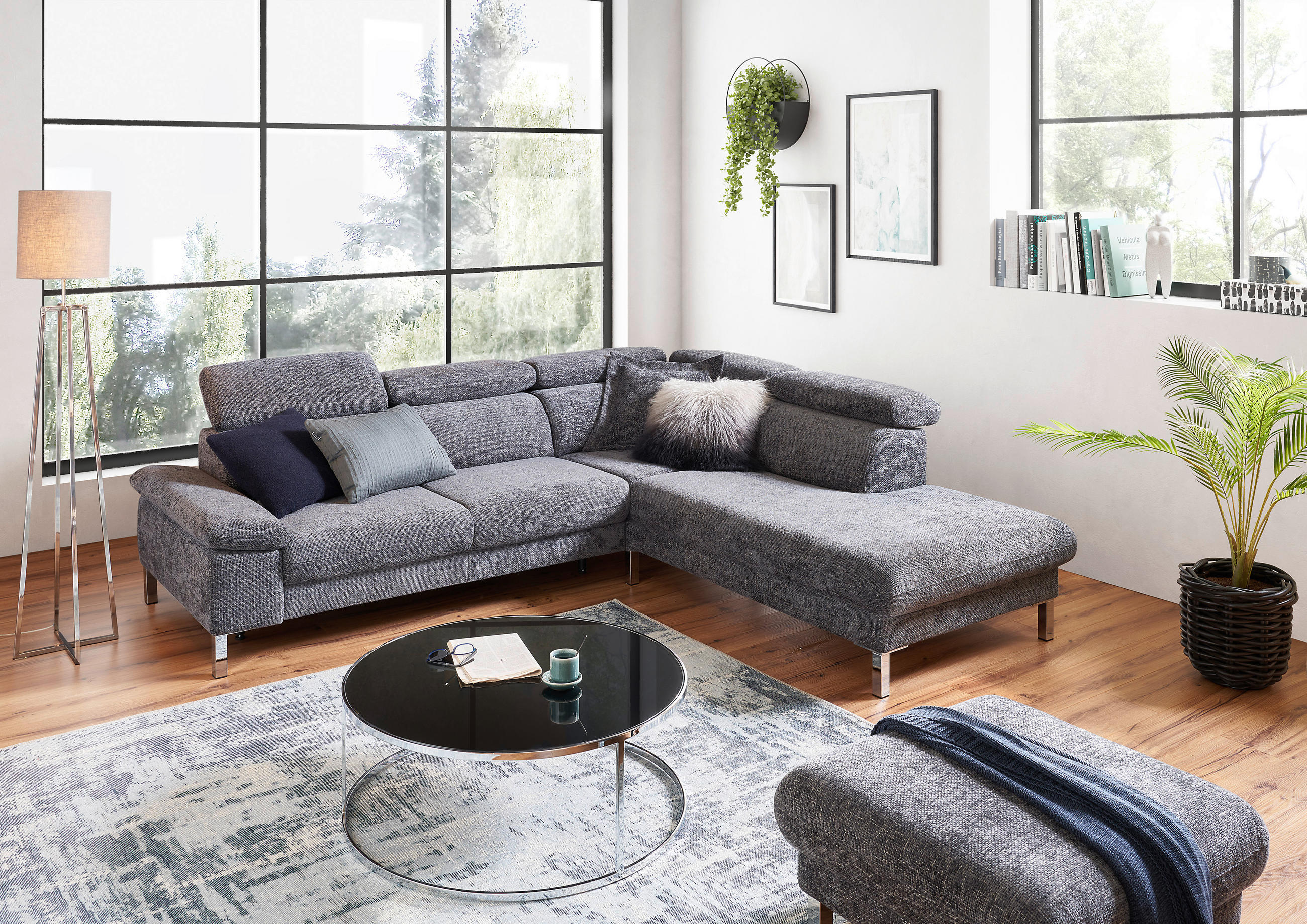 UGAONA GARNITURA siva  - siva/srebrna, Moderno, metal/pločasti materijal (272/217cm) - Pure Home Comfort