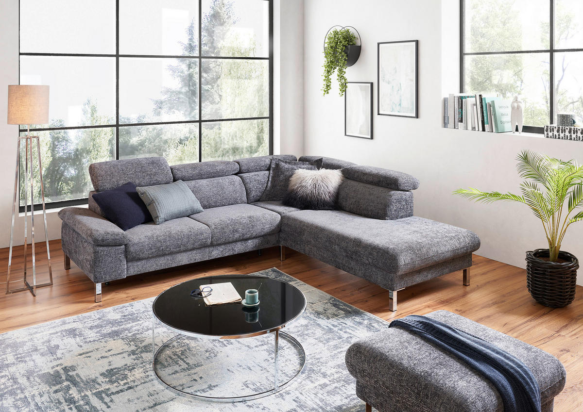 UGAONA GARNITURA siva  - siva/srebrna, Moderno, metal/pločasti materijal (272/217cm) - Pure Home Comfort