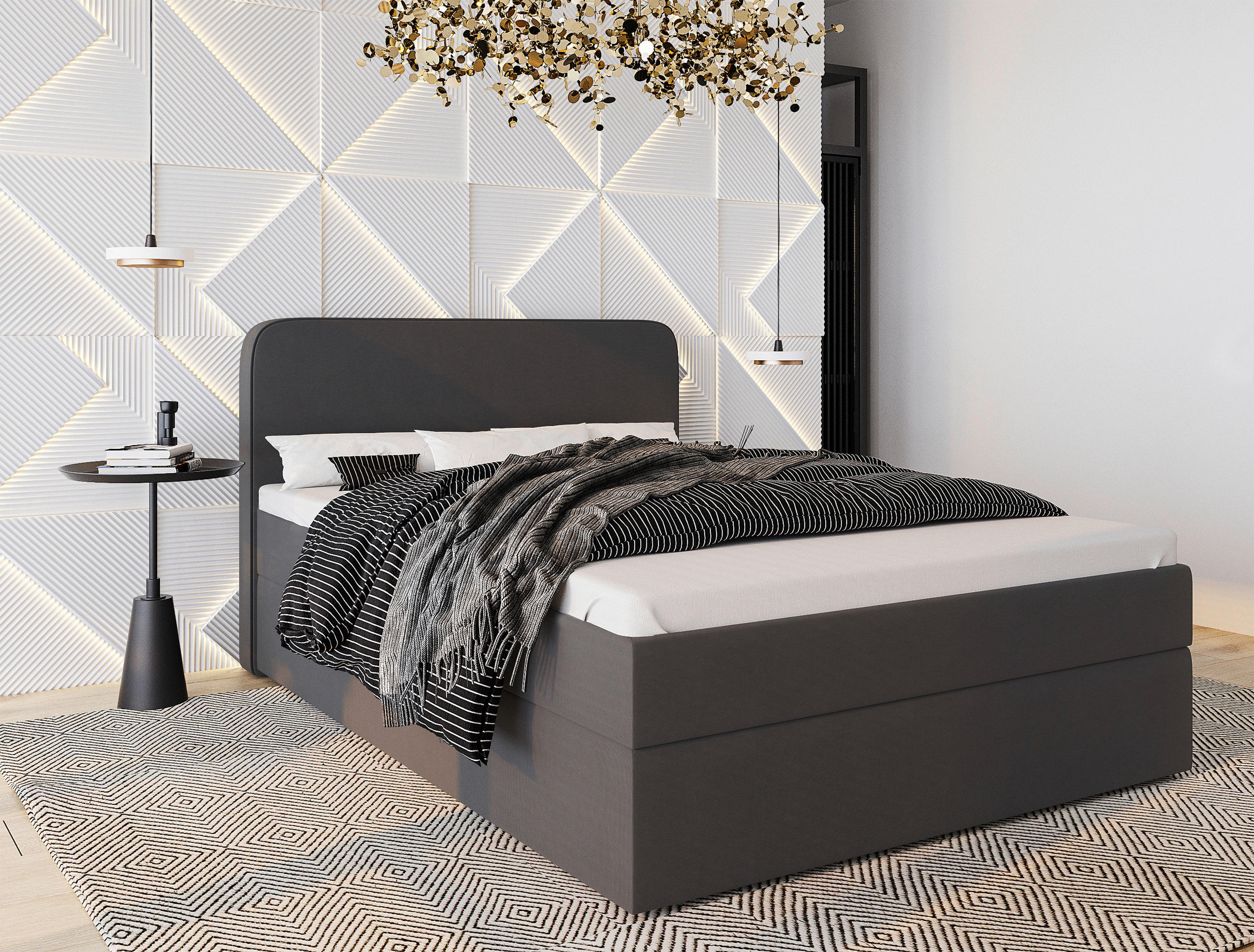 PAT TIP BOXSPRING FĂRĂ ARCURI 140/200 cm antracit