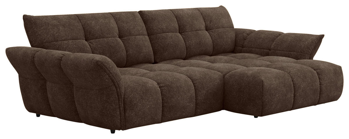 ECKSOFA Dunkelbraun Chenille Rücken echt  - Dunkelbraun/Schwarz, Design, Kunststoff/Textil (312/177cm) - Welnova