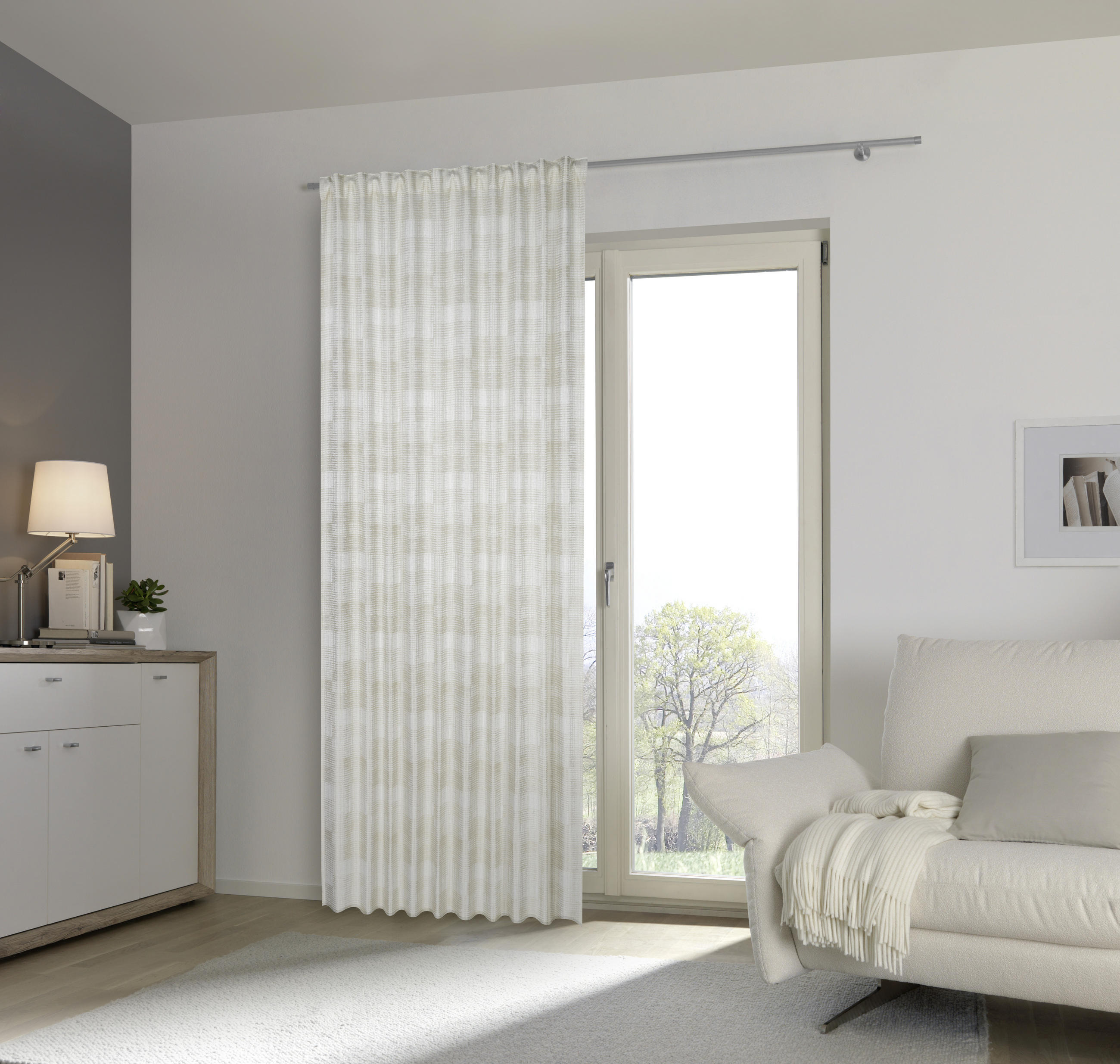 KÉSZFÜGGÖNY részben fényzáró  - natúr, Konventionell, textil (140/245cm) - Esposa