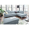 ECKSOFA in Velours Hellblau  - Chromfarben/Hellblau, Design, Textil/Metall (281/200cm) - Hom`in