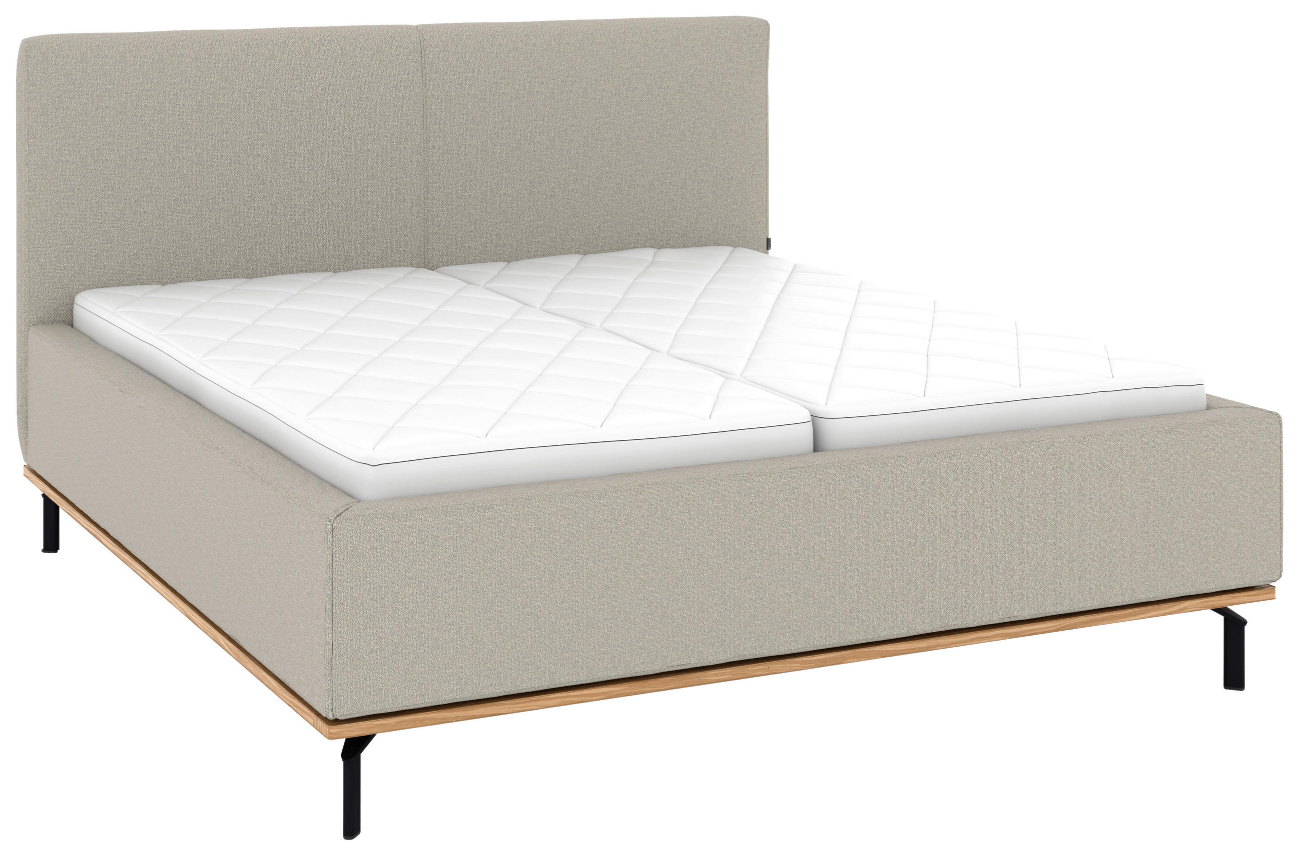 POLSTERBETT 160/200 cm,  in Hellgrau, Matratze, Lattenrost, Bettkasten, H2 + H3 = mittel + fest  - Hellgrau/Graphitfarben, Design, Holz/Textil (160/200cm) - Musterring
