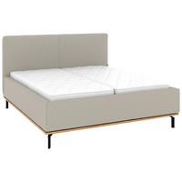 POLSTERBETT 160/200 cm,  in Hellgrau, Matratze, Lattenrost, Bettkasten, H2 + H3 = mittel + fest  - Hellgrau/Graphitfarben, Design, Holz/Textil (160/200cm) - Musterring