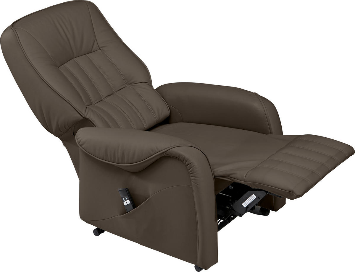 FERNSEHSESSEL  mit Relaxfunktion, Aufstehhilfe Echtleder Dunkelgrau  - Dunkelgrau/Schwarz, KONVENTIONELL, Leder (78/107/93cm) - Himolla