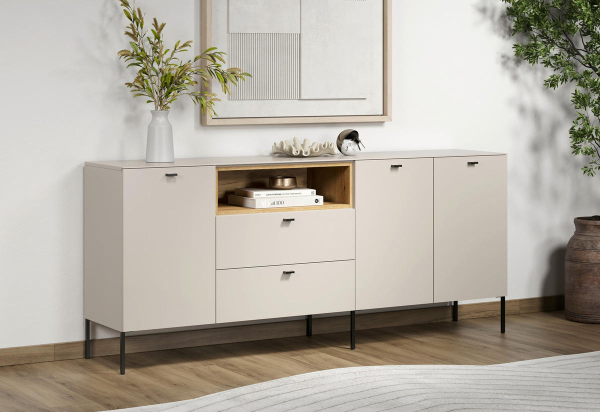 SIDEBOARD Sao Paulo WO 197/85/42 cm 2 Schublade(n)  - Kaschmir/Eichefarben, Basics, Holzwerkstoff/Metall (197/85/42cm) - MID.YOU