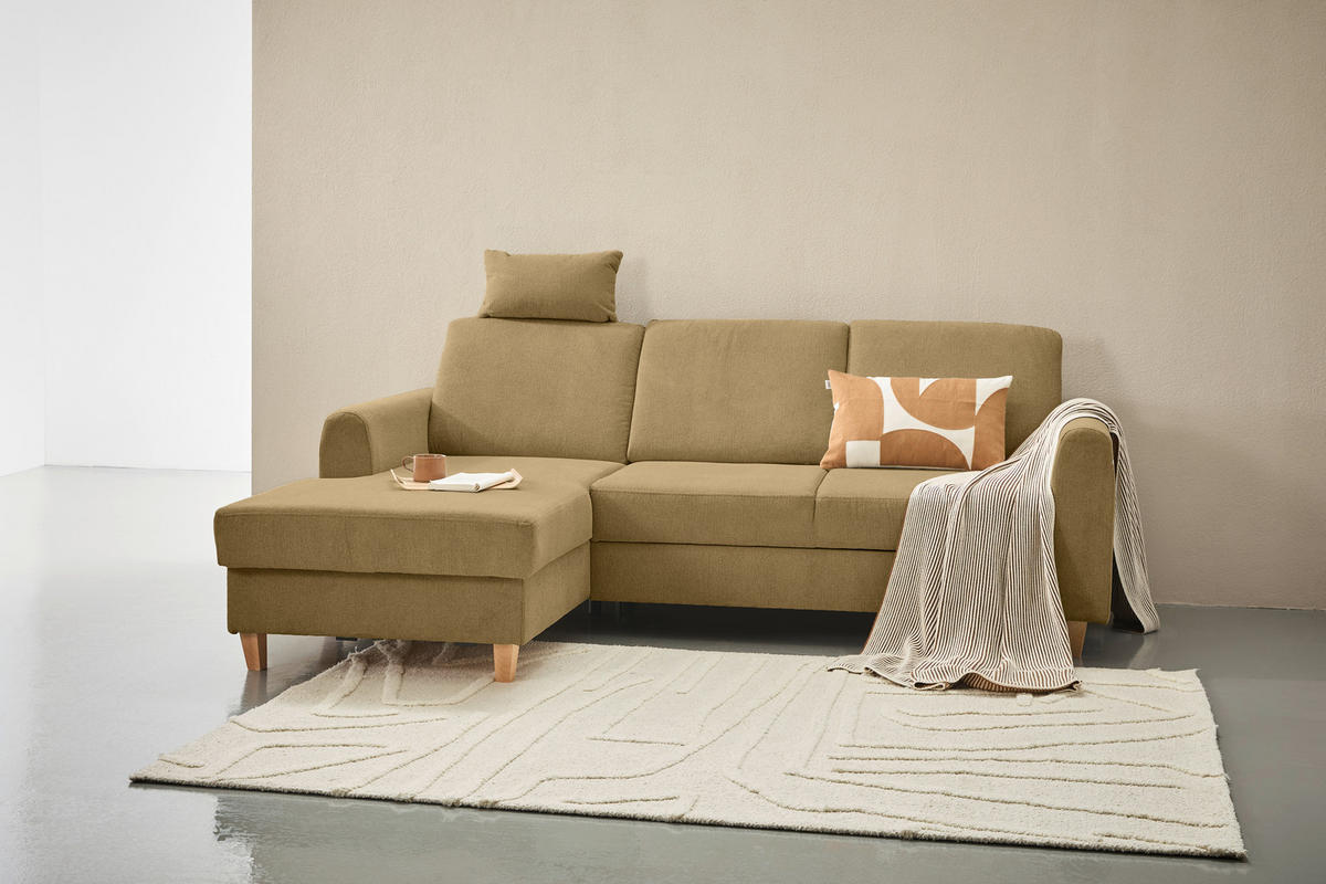 HÖRNSOFFA i flatväv honung  - honung/bokfärgad, Klassisk, trä/textil (166/241cm) - MID.YOU