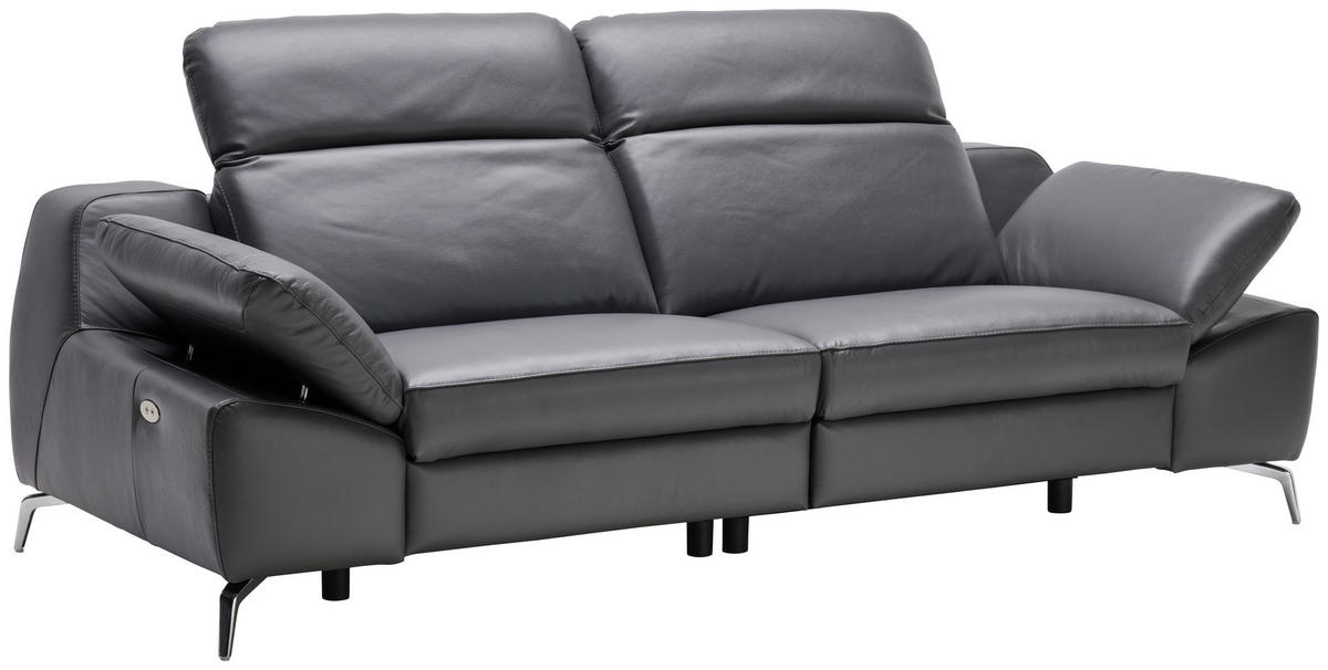 TROSJED koža  antracit    - antracit, Design, koža/metal (234/83-99/110cm) - Celina Home