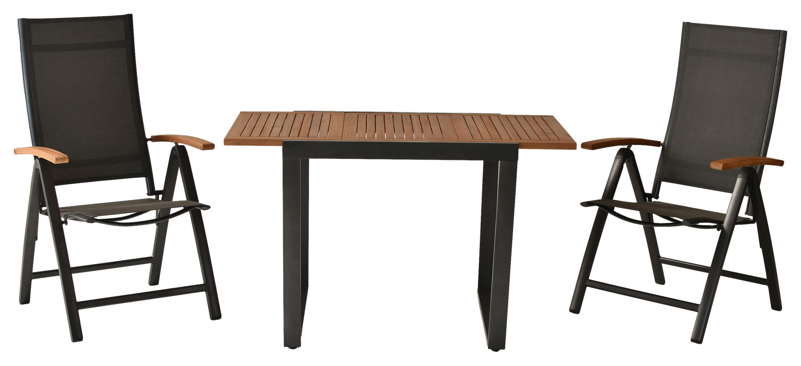 GARTENSET 3-teilig  - Graphitfarben/Grau, MODERN, Holz/Textil - Gardenson