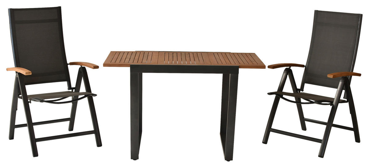 GARTENSET 3-teilig  - Graphitfarben/Grau, MODERN, Holz/Textil - Gardenson