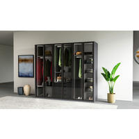 KLEIDERSCHRANK 251/220/60 cm,  in Anthrazit, 6-türig  - Anthrazit, KONVENTIONELL, Glas/Holzwerkstoff (251/220/60cm) - Chameo