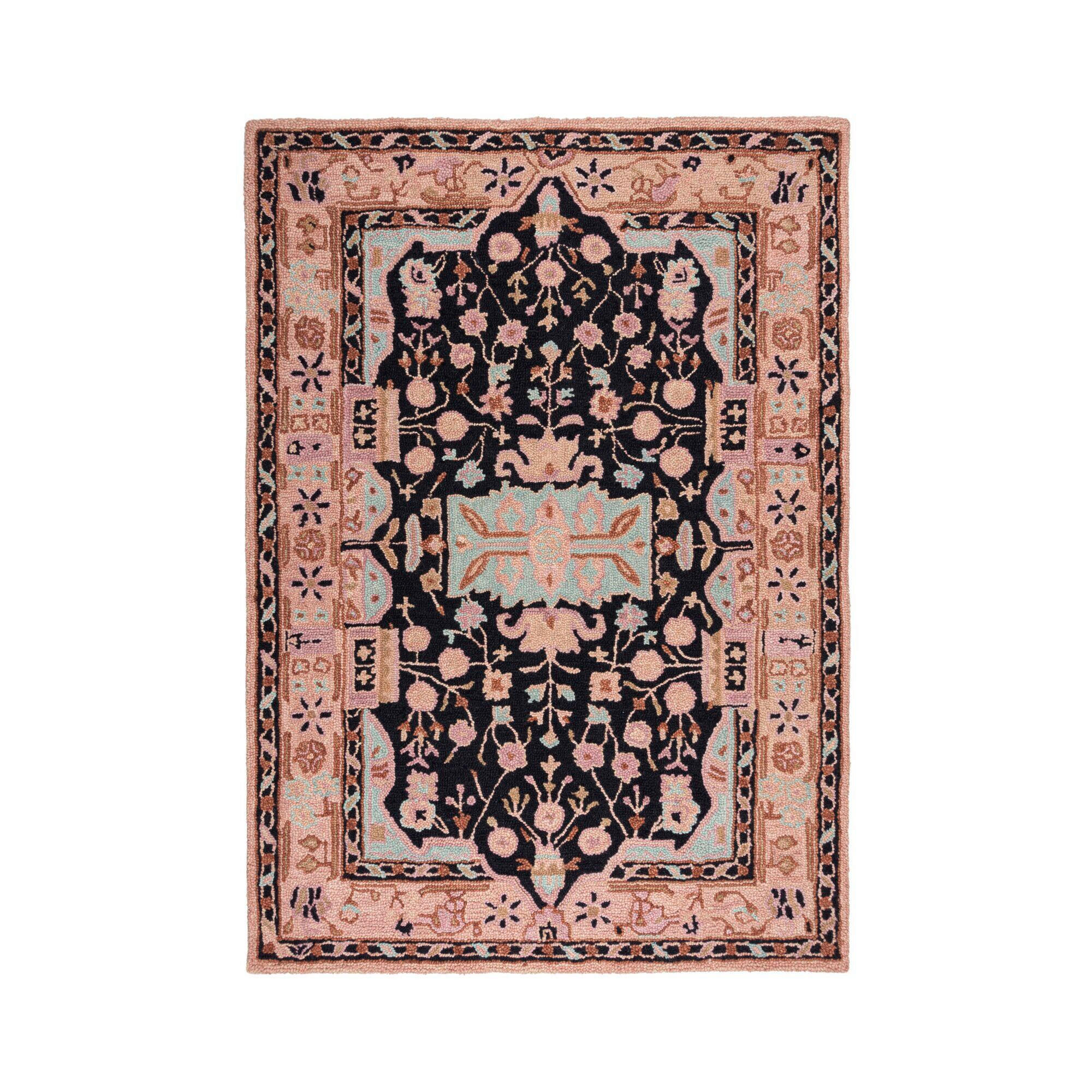 WEBTEPPICH 120/170 cm BLOSSOM TRADITIONAL Rosa, Schwarz  - Schwarz/Rosa, KONVENTIONELL, Textil (120/170cm)