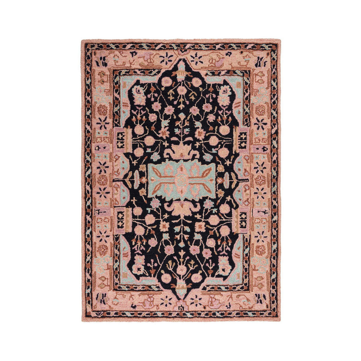 WEBTEPPICH 200/290 cm BLOSSOM TRADITIONAL Rosa, Schwarz  - Schwarz/Rosa, KONVENTIONELL, Textil (200/290cm)