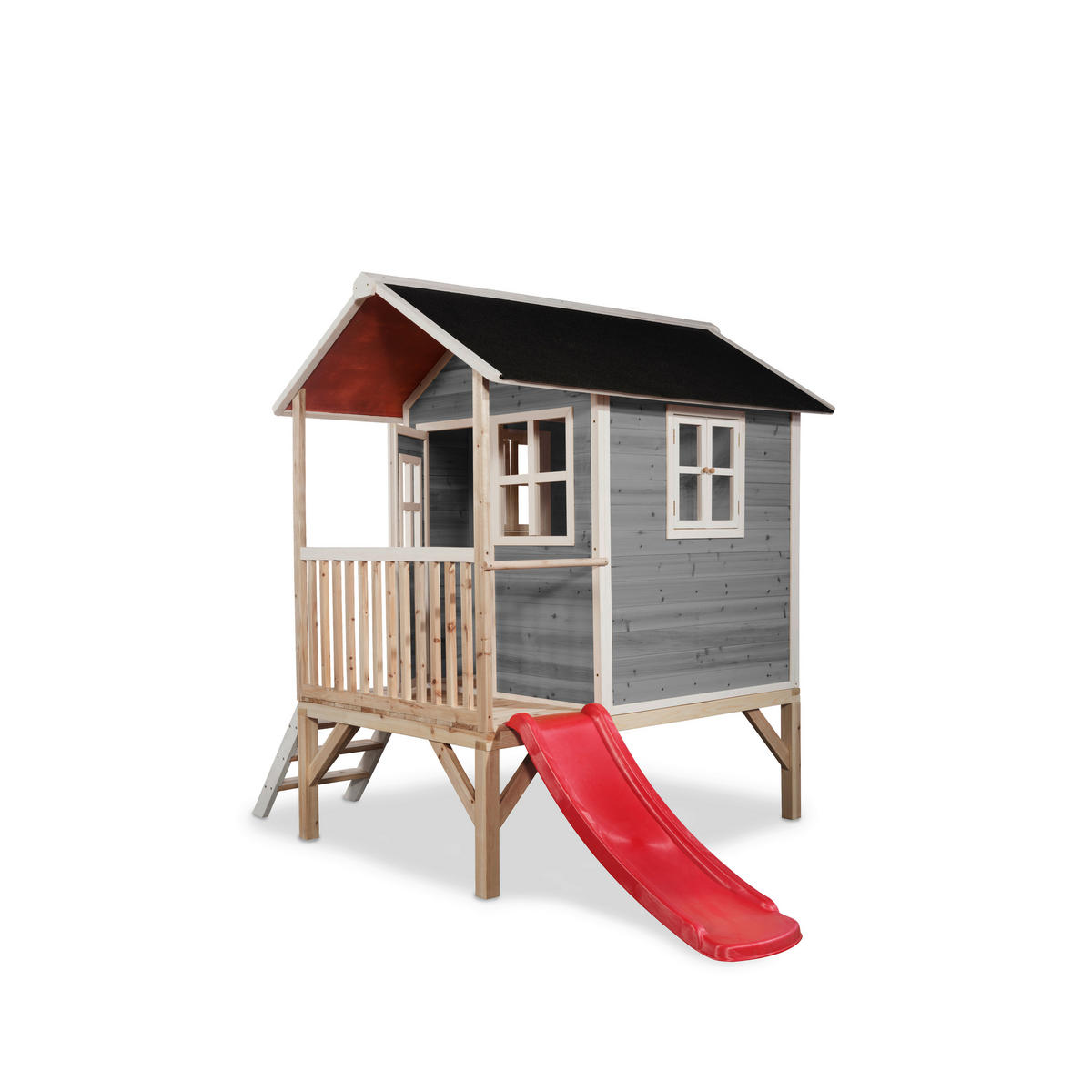 SPIELHAUS  - Rot/Grau, KONVENTIONELL, Holz (269/190/215cm) - EXIT Toys