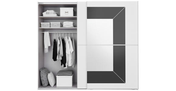 SCHWEBETÜRENSCHRANK in Grau, Weiß - Alufarben/Weiß, KONVENTIONELL, Glas/Holzwerkstoff (251/223/68cm) - Cantus