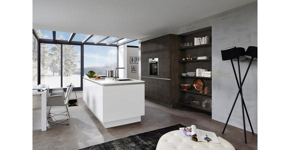 EINBAUKÜCHE - Eichefarben/Weiß, Design, Holzwerkstoff - Dieter Knoll