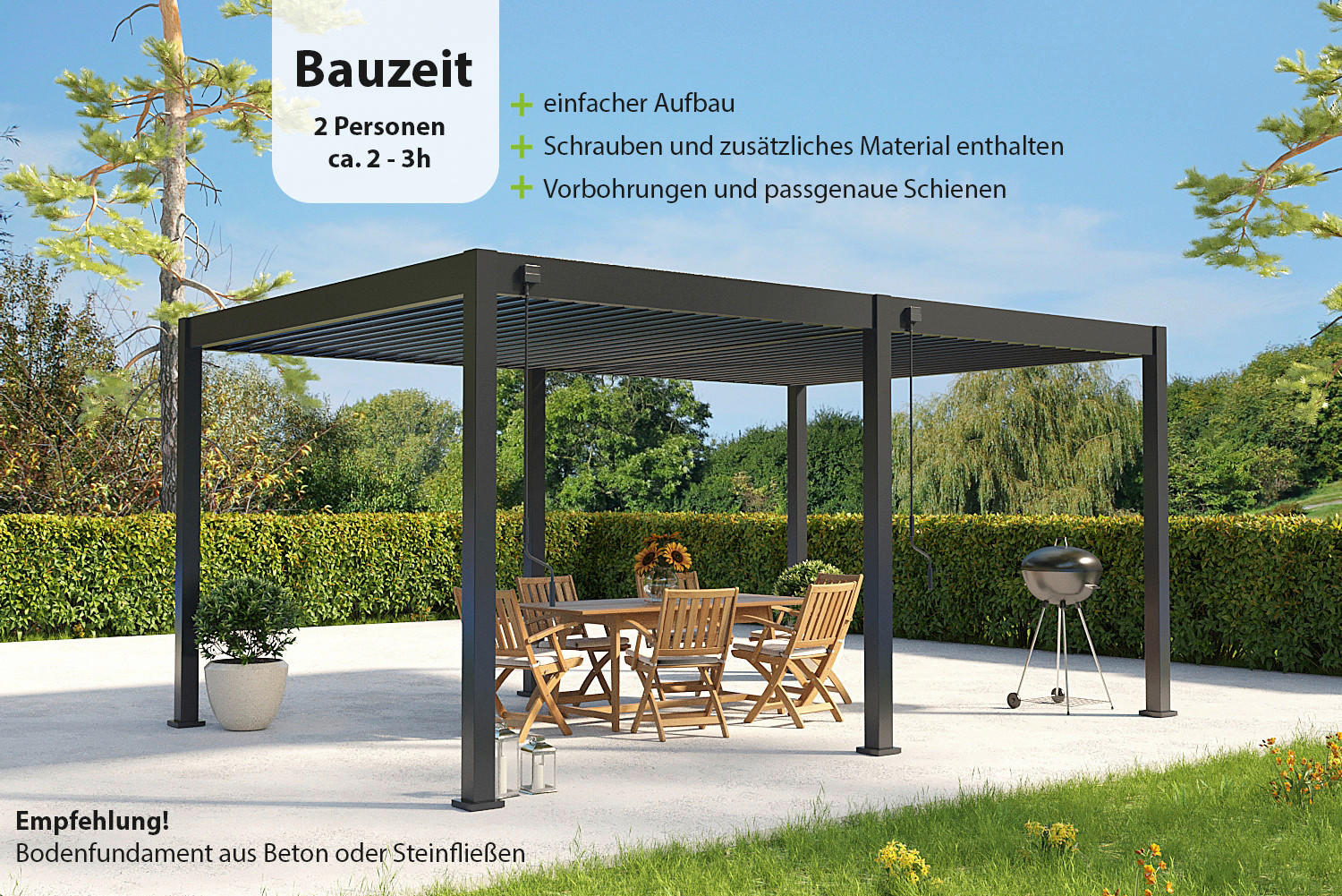 PERGOLA - Anthrazit, Basics, Metall (600/255/300cm) - Gardenson