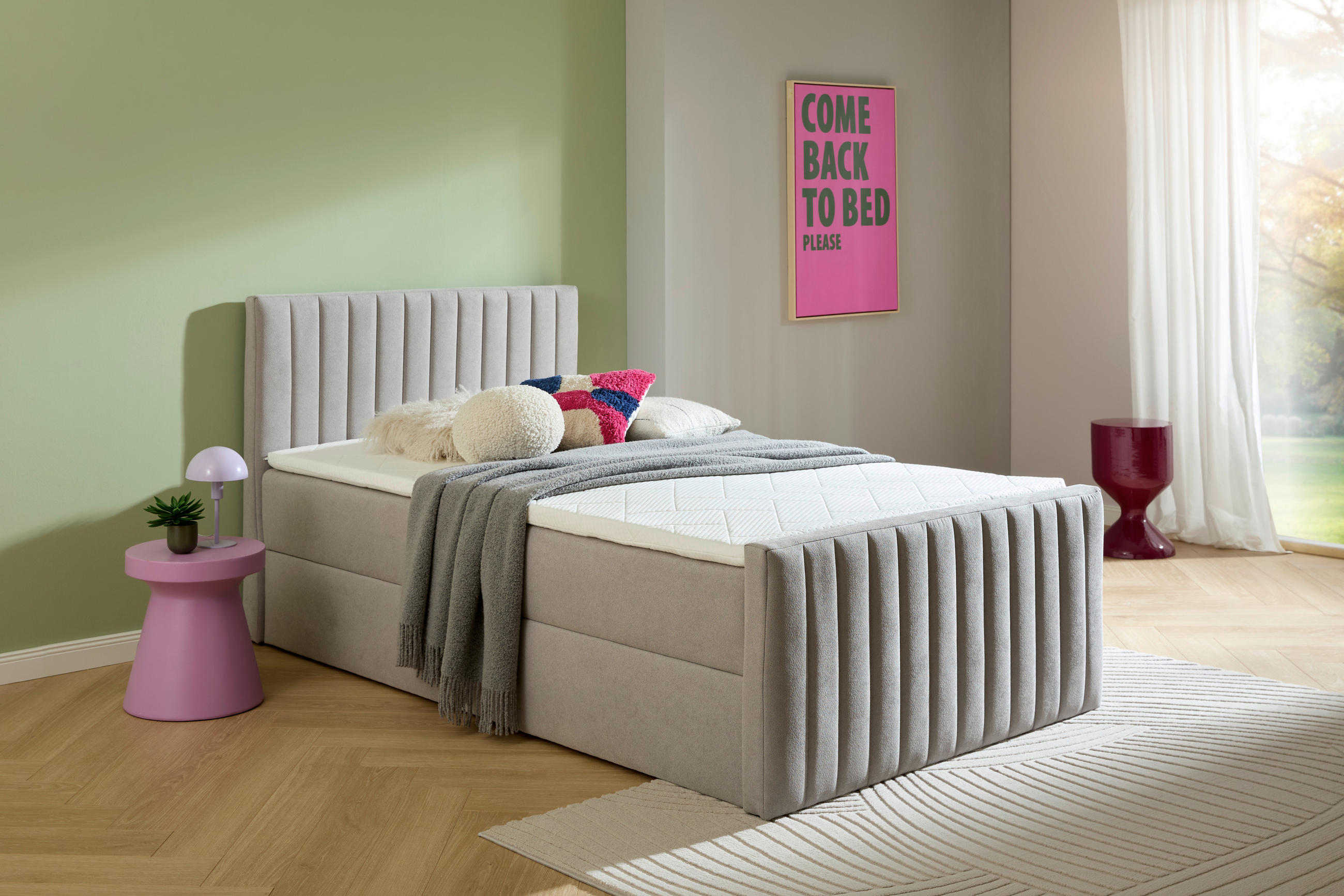 BOXBETT 120/200 cm  in Hellgrau  - Hellgrau/Schwarz, KONVENTIONELL, Kunststoff/Textil (120/200cm) - Boxxx