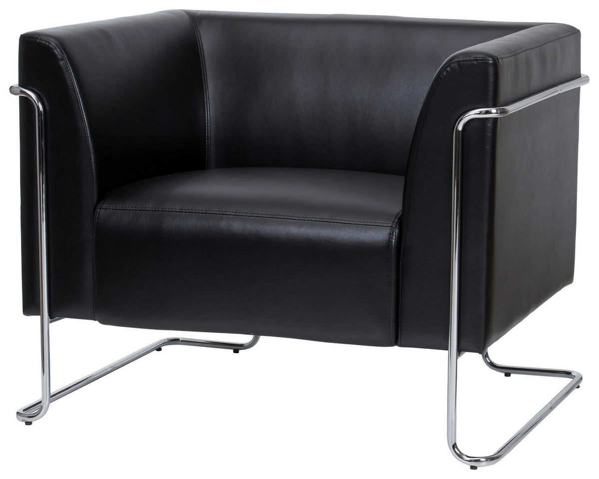 DESIGNSESSEL Lederlook Schwarz    - Chromfarben/Schwarz, MODERN, Textil/Metall (88/74/74cm) - MID.YOU
