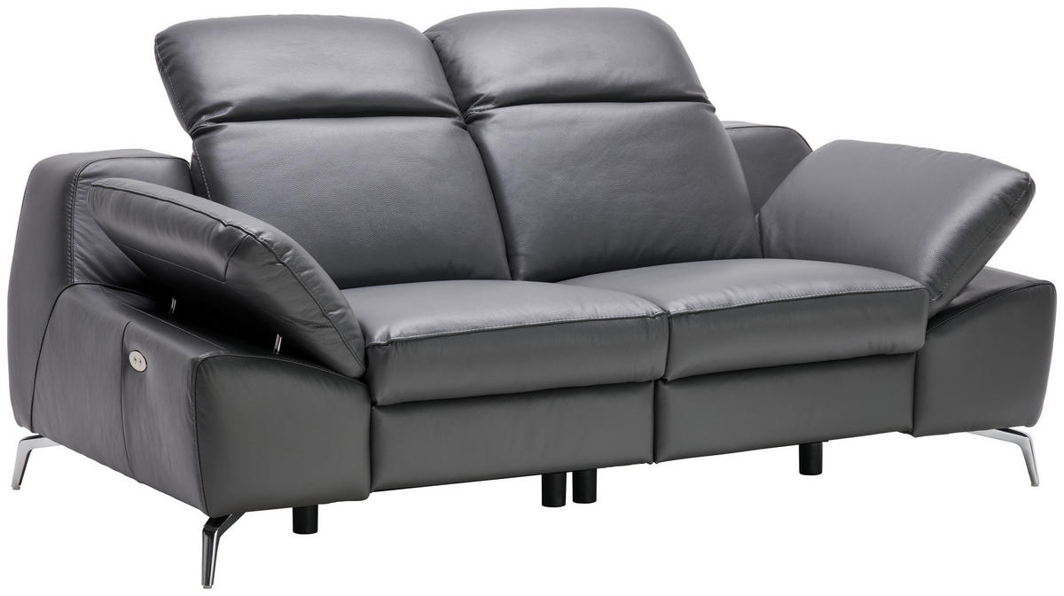 2-SITZER-SOFA Anthrazit Echtleder  - Anthrazit, Design, Leder/Metall (194/83-99/110cm) - Celina Home