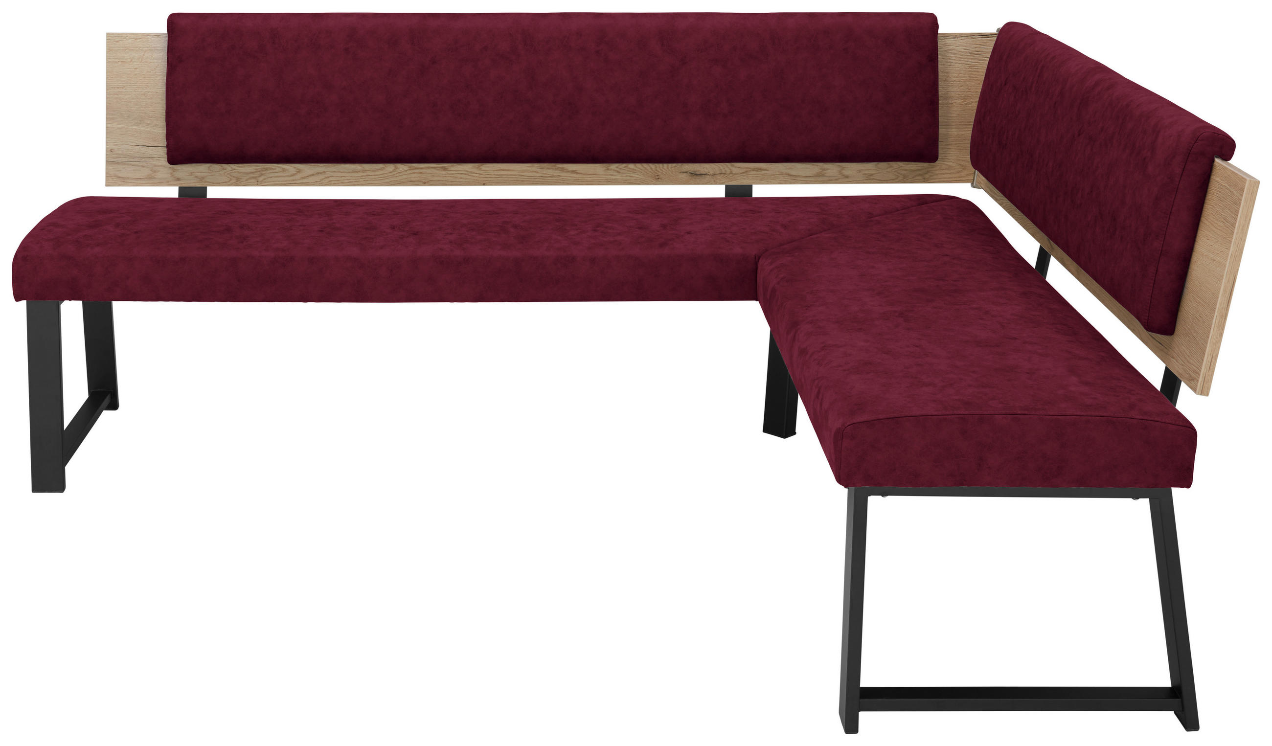ECKBANK 220/160 cm  in Dunkelrot  - Schwarz/Dunkelrot, MODERN, Holzwerkstoff/Textil (220/160cm) - Venda