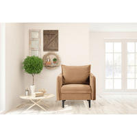 SESSEL in Samt Hellbraun  - Hellbraun/Schwarz, Design, Holz/Textil (74/86/100cm) - P & B