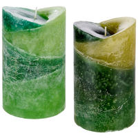 STUMPENKERZE 9/15 cm  - Dunkelgrün/Grün, LIFESTYLE, Naturmaterialien/Paraffin (9/15cm)