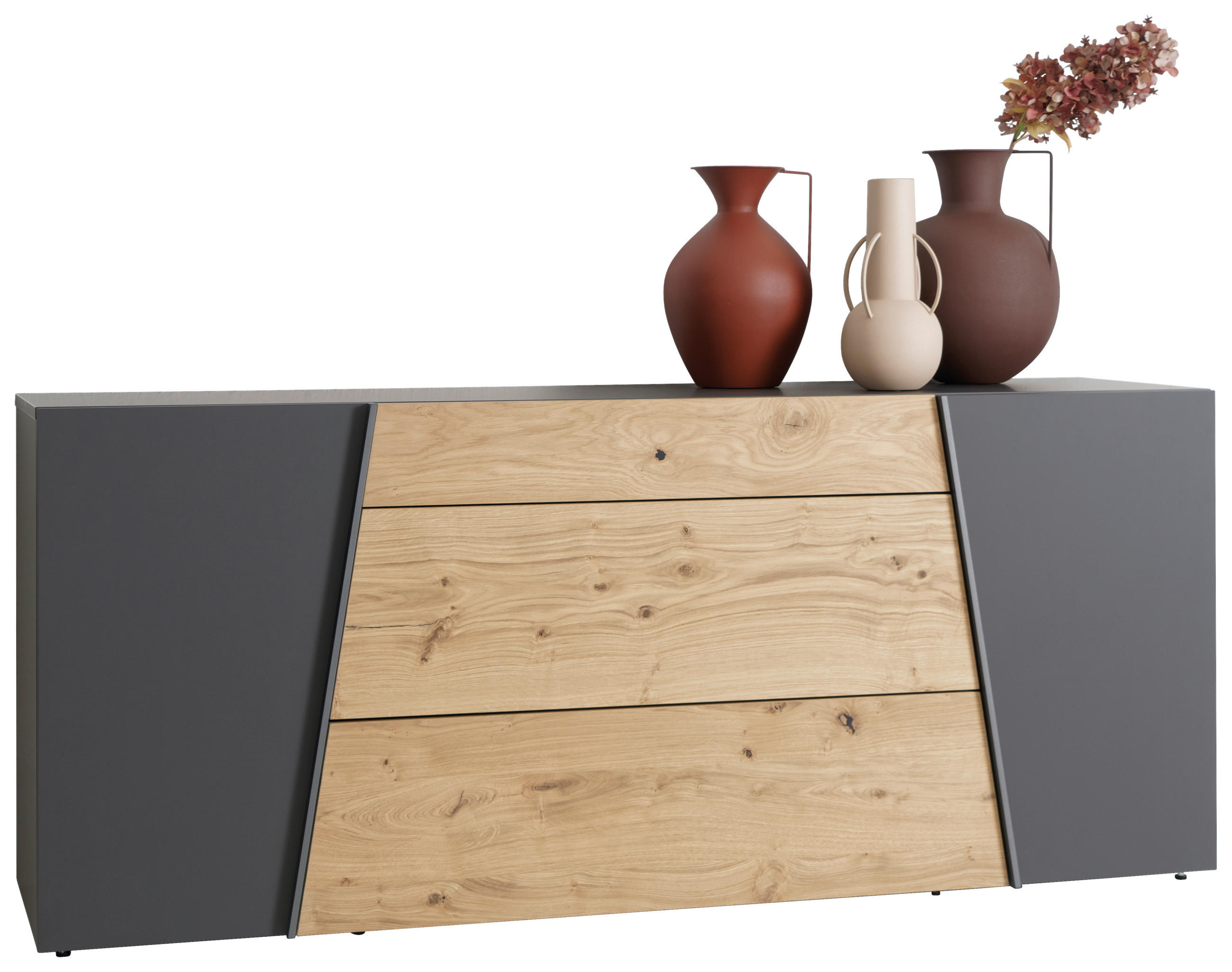 SIDEBOARD Graphitfarben, Wildeiche  224/82/51,6 cm  - Wildeiche/Anthrazit, Natur, Holz/Holzwerkstoff (224/82/51,6cm) - Voglauer
