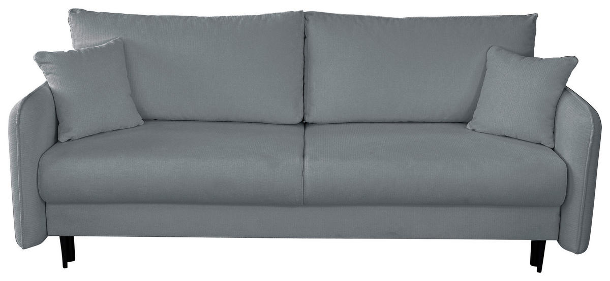 SCHLAFSOFA Webstoff Grau  - Schwarz/Weiß, Design, Holz/Kunststoff (216/96/102cm) - MID.YOU