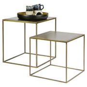 BEISTELLTISCHSET quadratisch Messingfarben - Messingfarben, Design, Metall (40/40/45cm) - Carryhome