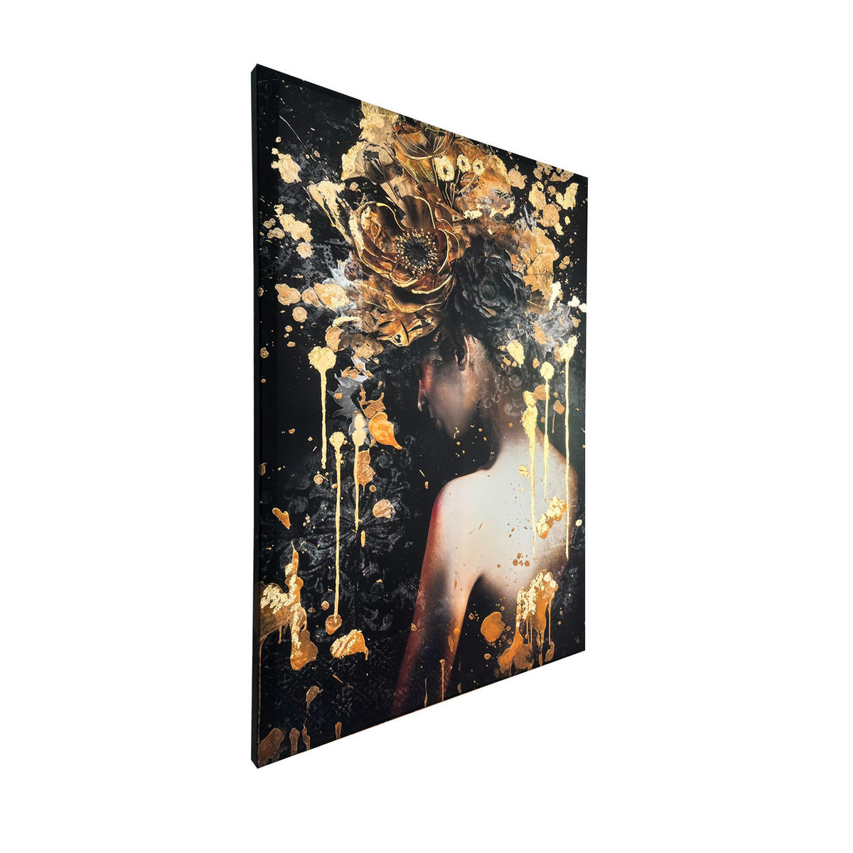 ÖLGEMÄLDE Frauen 70/100 cm  - Goldfarben/Schwarz, Basics, Holzwerkstoff/Textil (70/100cm) - Monee