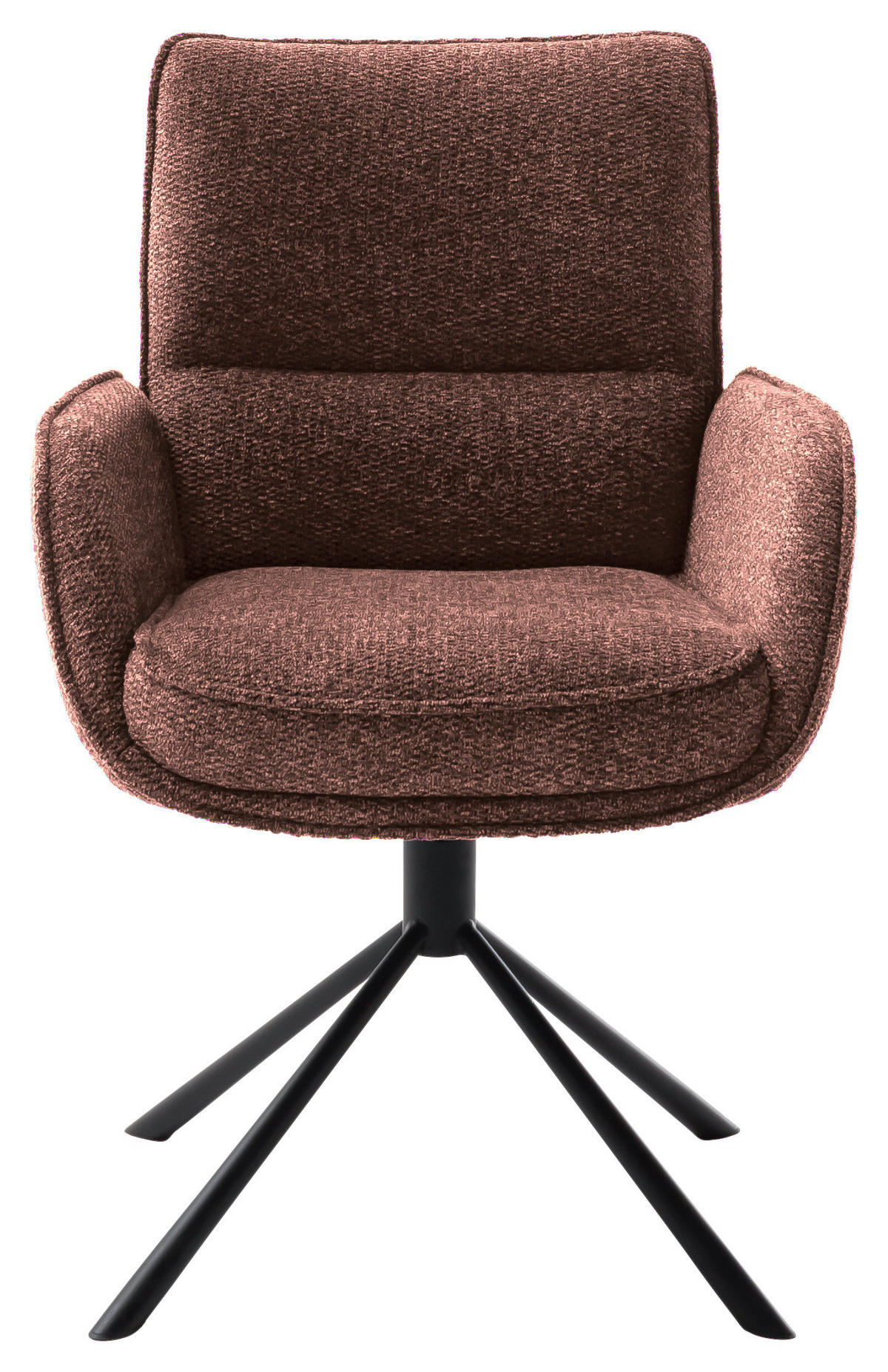 ARMLEHNSTUHL  Sitzfläche 360° drehbar, automatische Rückholfunktion Webstoff  Schwarz, Rotbraun  - Rotbraun/Schwarz, Design, Textil/Metall (62/92/65cm) - Novel
