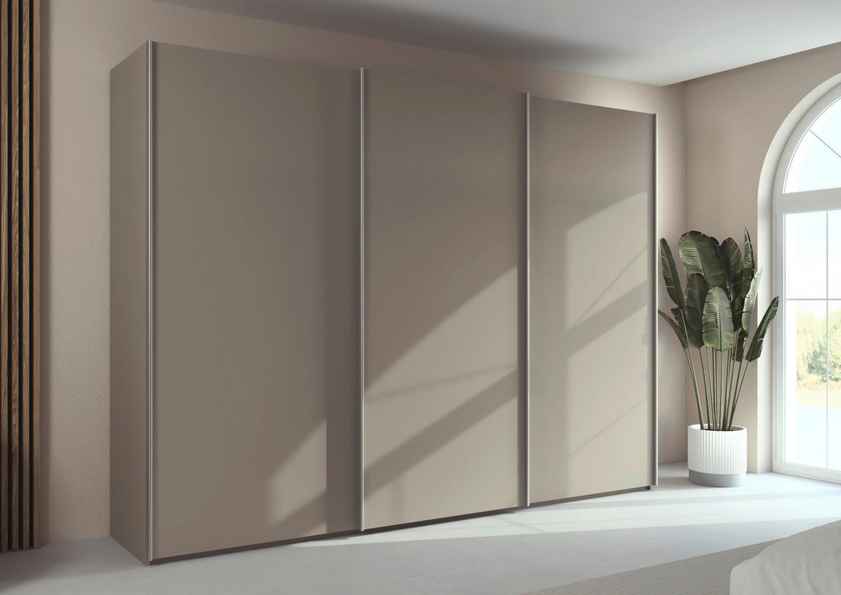 SCHWEBETÜRENSCHRANK 301/223/69 cm,  in Alufarben, Fango, 3 Tür(en)  - Fango/Alufarben, Basics, Holzwerkstoff/Metall (301/223/69cm) - Rauch Möbel