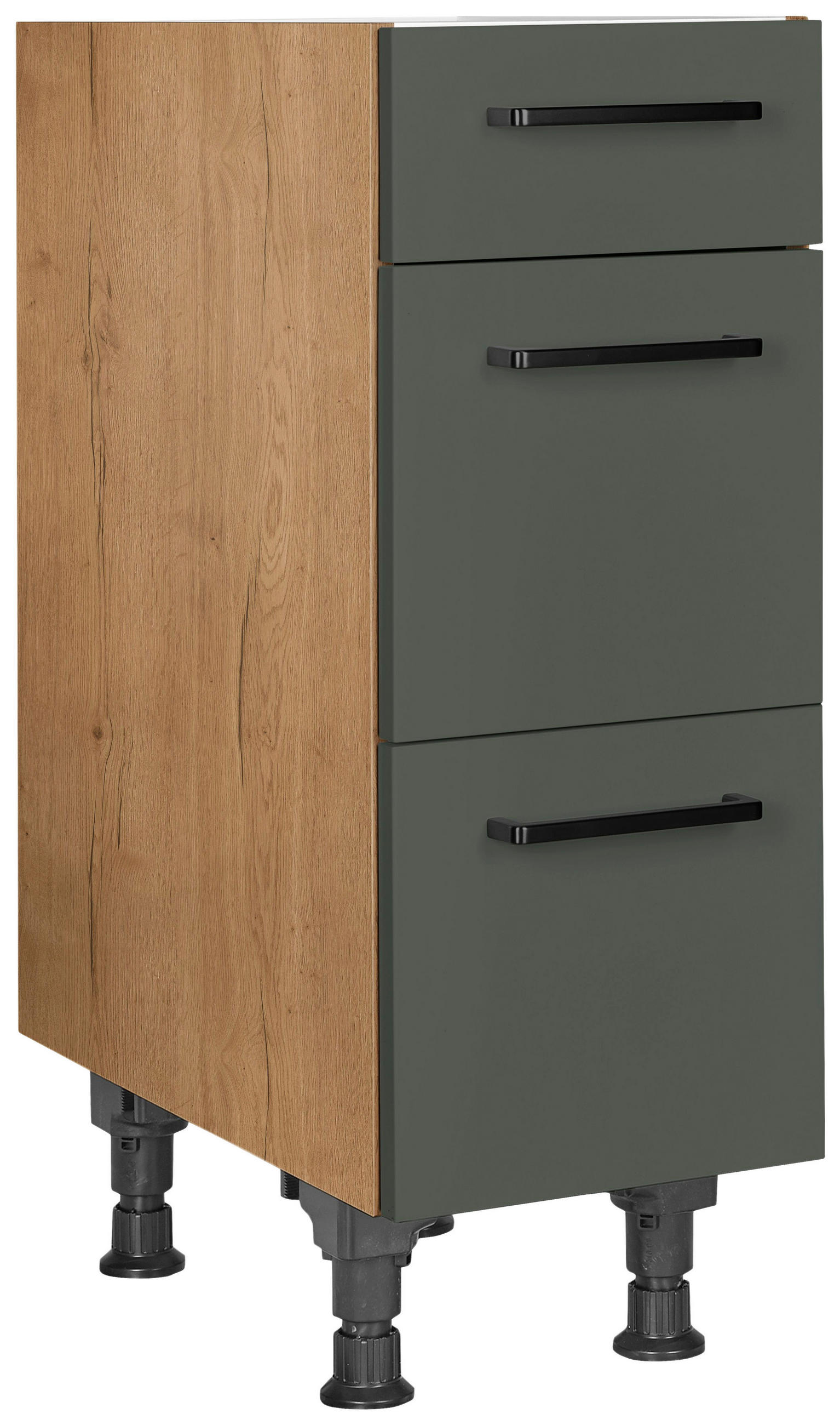 SCHUBKASTENUNTERSCHRANK 30/87/56 cm  in Grün, Eichefarben  - Eichefarben/Schwarz, MODERN, Holzwerkstoff/Metall (30/87/56cm) - Nobilia