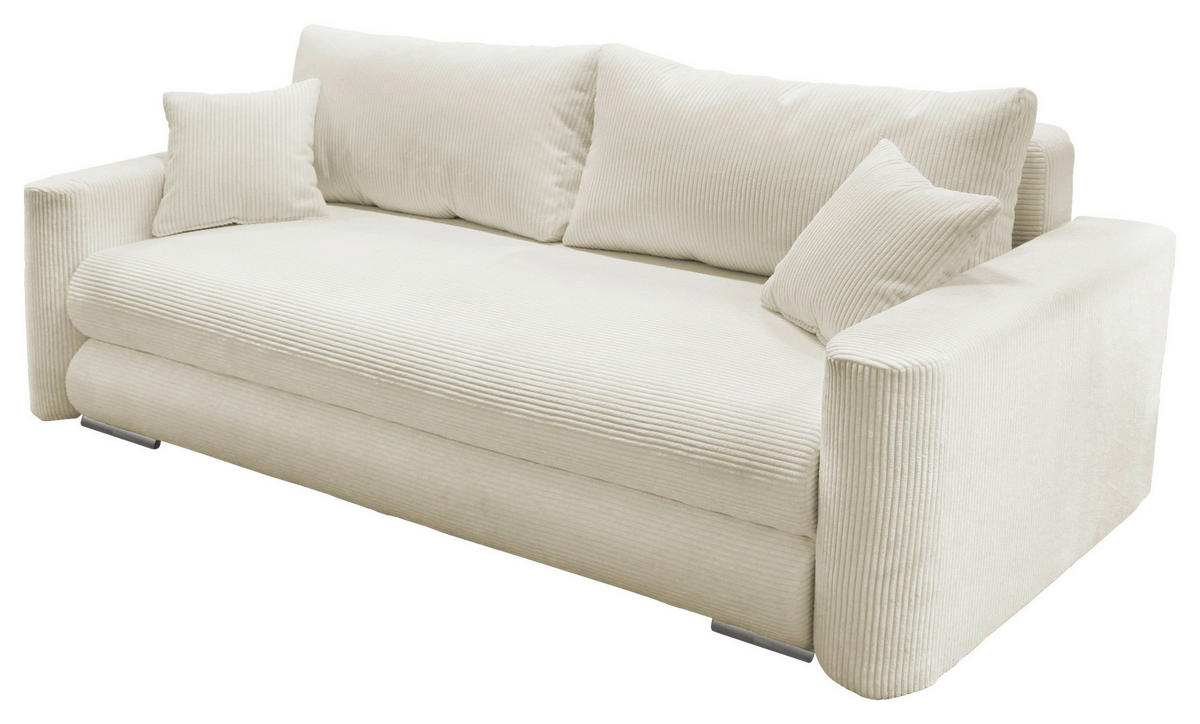 SCHLAFSOFA  mit Liegefunktion Cord Beige  - Beige/Silberfarben, Design, Kunststoff/Textil (232/88/105cm) - MID.YOU