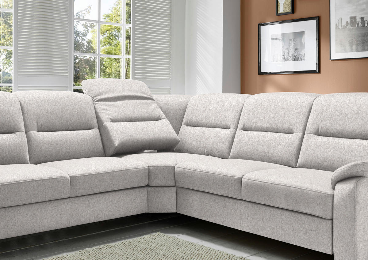 ECKSOFA in Mikrofaser Hellgrau  - Hellgrau/Schwarz, Konventionell, Holz/Textil (303/245cm) - Beldomo Comfort