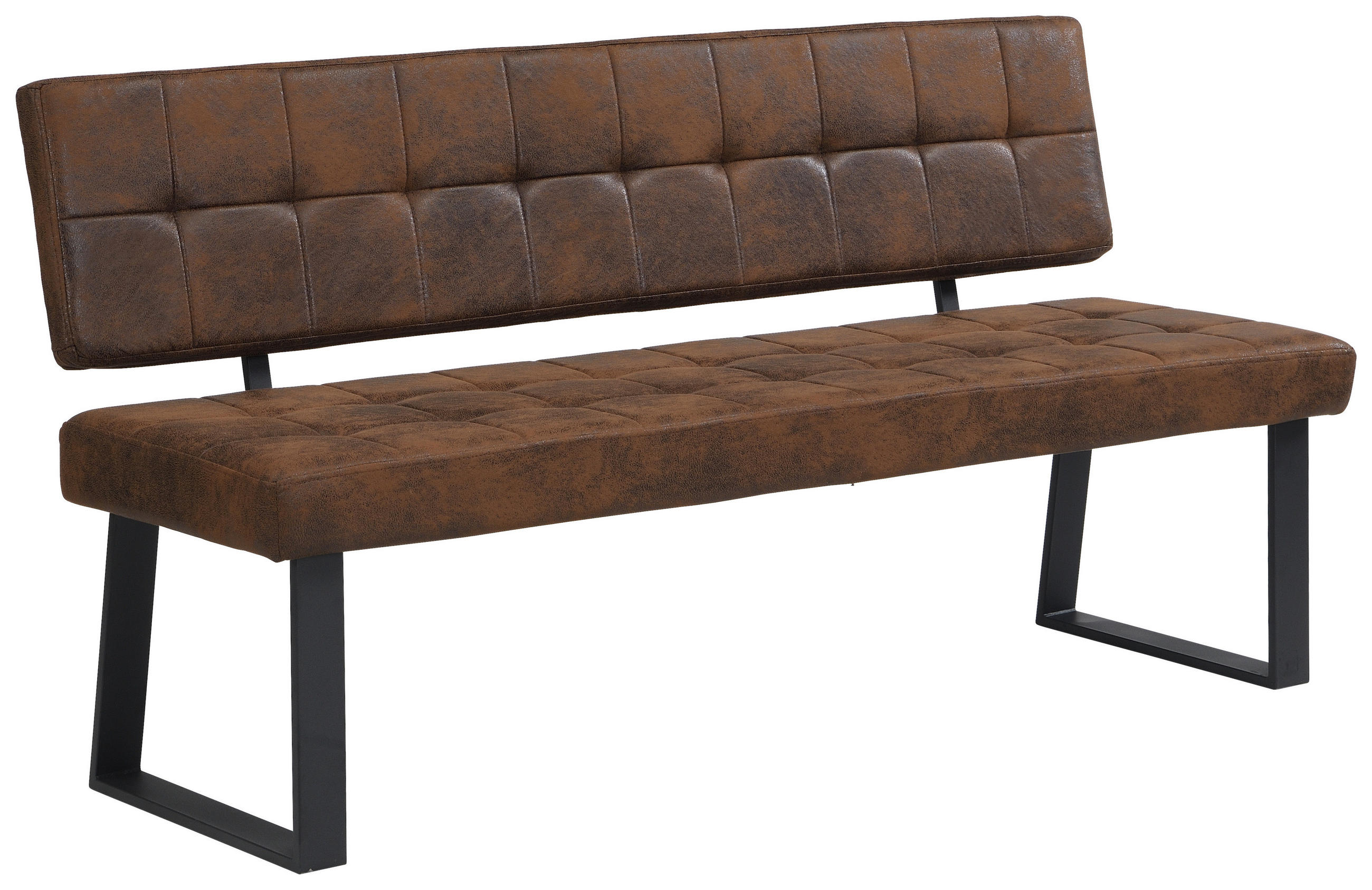 SITZBANK 160/85/56 cm Webstoff Braun  - Schwarz/Braun, MODERN, Textil/Metall (160/85/56cm) - Livetastic