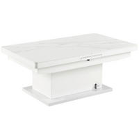 COUCHTISCH 125-150/70/49,5-79 cm  in Keramik, Metall ausziehbar, höhenverstellbar, einfacher Aufbau  - Weiß, Design, Keramik/Metall (125-150/70/49,5-79cm) - Livetastic