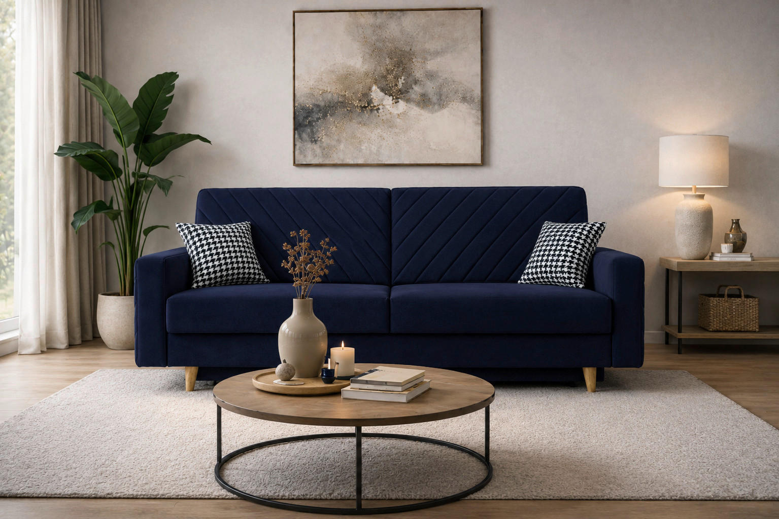 SCHLAFSOFA Dunkelblau  - Schwarz/Dunkelblau, Design, Holz/Kunststoff (230/96/97cm) - MID.YOU