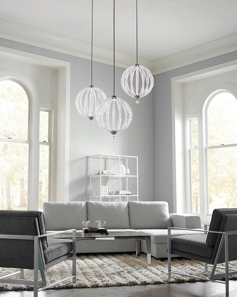 HÄNGELEUCHTE 50.9/73 cm    - Nickelfarben, Design, Glas/Metall (50.9/73cm) - Elstead Lighting