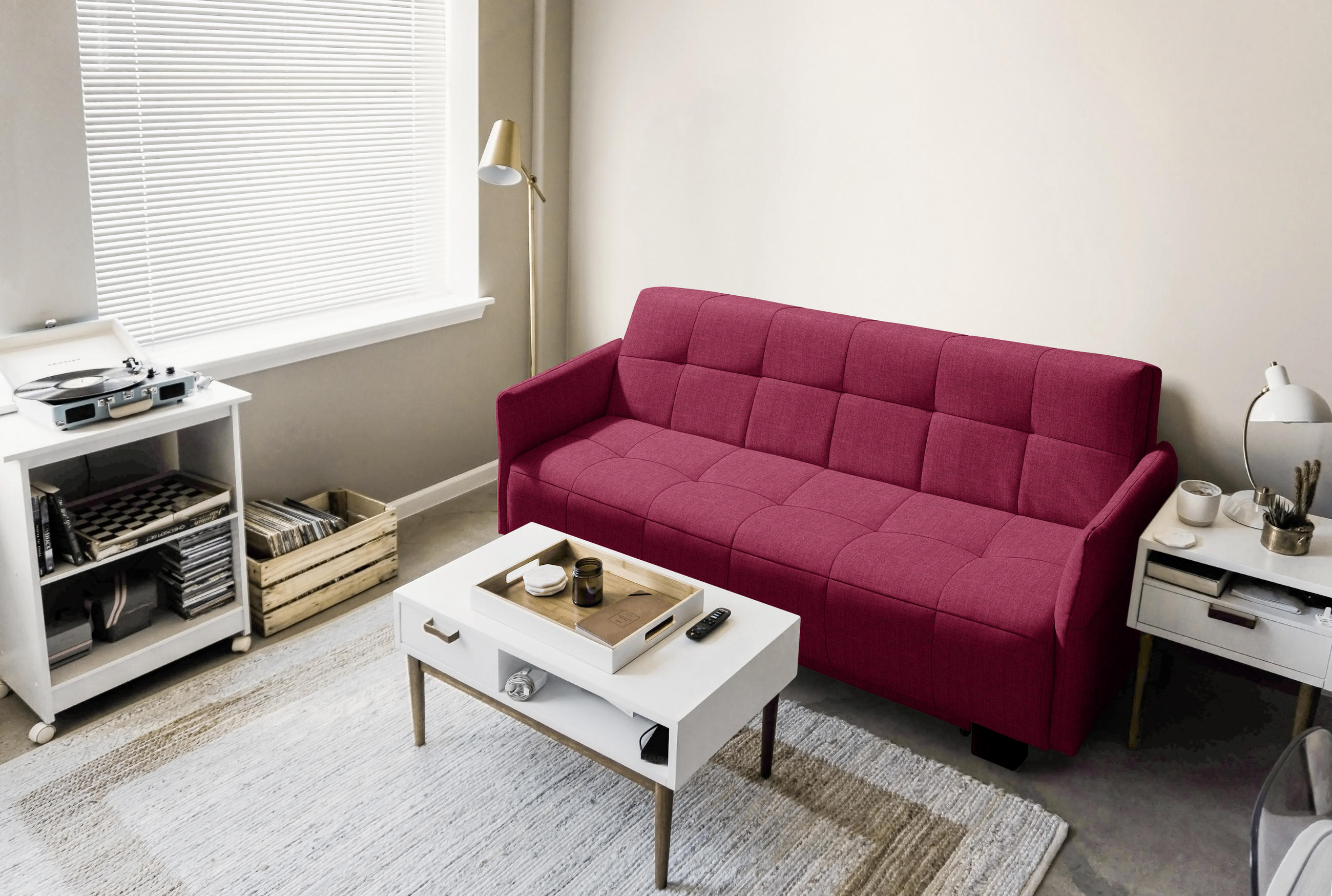 SCHLAFSOFA in Textil Rot  - Rot/Schwarz, Design, Textil/Metall (165/92/102cm) - Novel