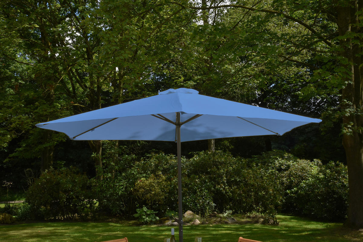 SONNENSCHIRM 295 cm Blau  - Blau/Grau, MODERN, Textil/Metall (295/250cm) - Gardenson