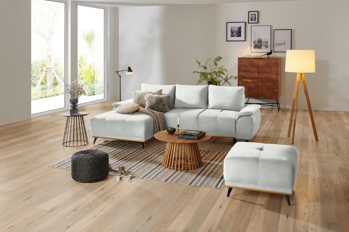 ECKSOFA in Struktur Grauweiß  - Grauweiß/Schwarz, MODERN, Textil/Metall (168/262cm) - home24