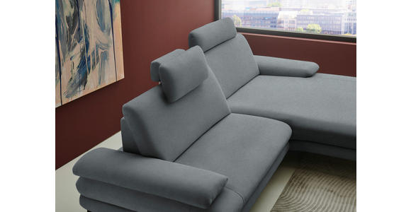 ECKSOFA  in Chenille, Flachgewebe Dunkelgrau  284/180 cm  - Dunkelgrau/Schwarz, Design, Textil/Metall (284/180cm) - Dieter Knoll